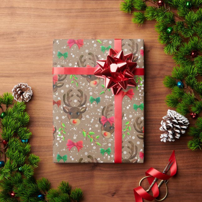Santa’s Reindeer  Wrapping Paper (Holiday Gift)