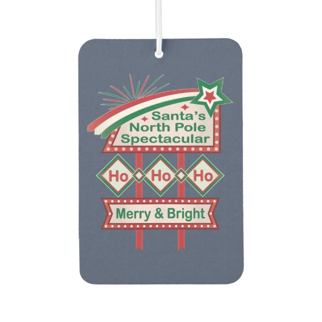 Santa’s Retro Marquee – Ho Ho Ho Merry & Bright Air Freshener (Front)