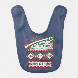 Santa’s Retro Marquee – Ho Ho Ho Merry & Bright Baby Bib