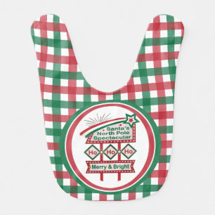 Santa’s Retro Marquee – Ho Ho Ho Merry & Bright Baby Bib
