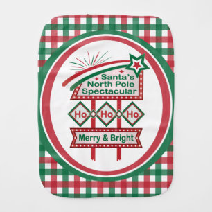 Santa’s Retro Marquee – Ho Ho Ho Merry & Bright Baby Burp Cloth