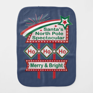 Santa’s Retro Marquee – Ho Ho Ho Merry & Bright Baby Burp Cloth