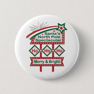 Santa’s Retro Marquee – Ho Ho Ho Merry & Bright Button