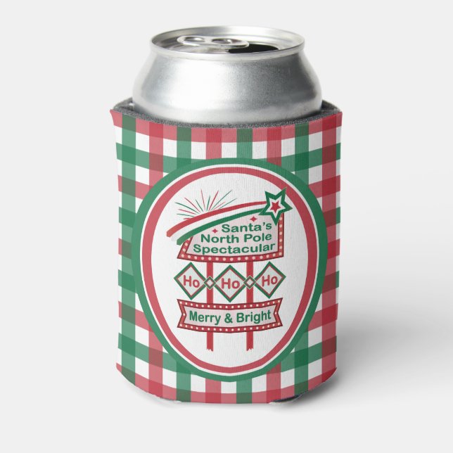 Santa’s Retro Marquee – Ho Ho Ho Merry & Bright Can Cooler (Can Back)