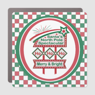 Santa’s Retro Marquee – Ho Ho Ho Merry & Bright Car Magnet