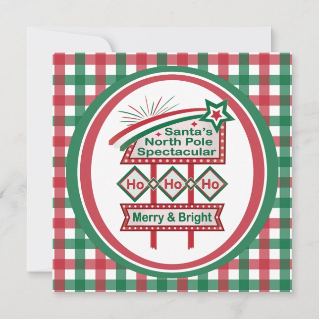 Santa’s Retro Marquee – Ho Ho Ho Merry & Bright Card (Front)