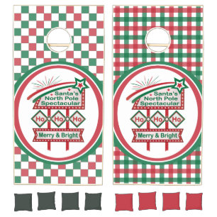 Santa’s Retro Marquee – Ho Ho Ho Merry & Bright Cornhole Set