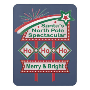 Santa’s Retro Marquee – Ho Ho Ho Merry & Bright Door Sign