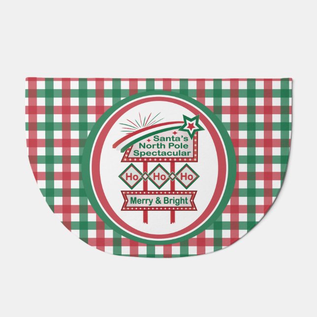 Santa’s Retro Marquee – Ho Ho Ho Merry & Bright Doormat (Front)