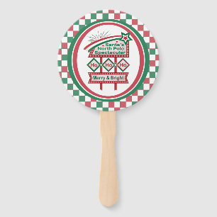 Santa’s Retro Marquee – Ho Ho Ho Merry & Bright Hand Fan
