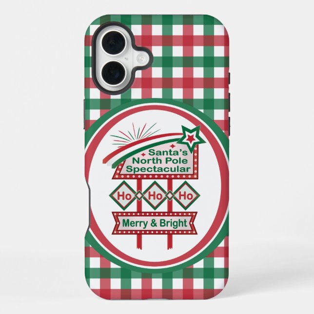 Santa’s Retro Marquee – Ho Ho Ho Merry & Bright iPhone Case (Back)