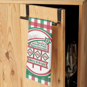 Santa’s Retro Marquee – Ho Ho Ho Merry & Bright Kitchen Towel