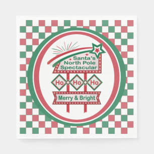 Santa’s Retro Marquee – Ho Ho Ho Merry & Bright Napkins