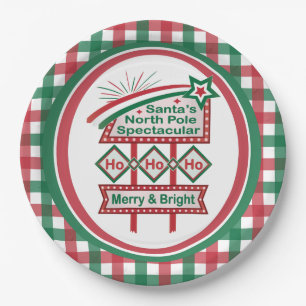 Santa’s Retro Marquee – Ho Ho Ho Merry & Bright Paper Plates