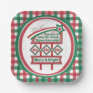 Santa’s Retro Marquee – Ho Ho Ho Merry & Bright Paper Plates