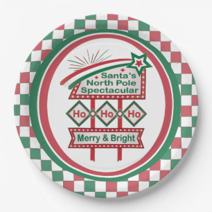 Santa’s Retro Marquee – Ho Ho Ho Merry & Bright Paper Plates
