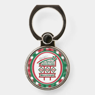 Santa’s Retro Marquee – Ho Ho Ho Merry & Bright Phone Ring Stand