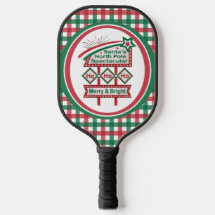 Santa’s Retro Marquee – Ho Ho Ho Merry & Bright Pickleball Paddle