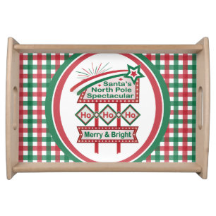Santa’s Retro Marquee – Ho Ho Ho Merry & Bright Serving Tray