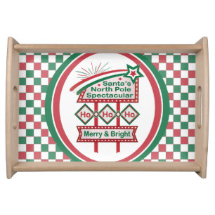 Santa’s Retro Marquee – Ho Ho Ho Merry & Bright Serving Tray
