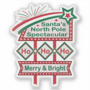 Santa’s Retro Marquee – Ho Ho Ho Merry & Bright Sticker
