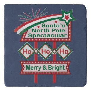 Santa’s Retro Marquee – Ho Ho Ho Merry & Bright Trivet