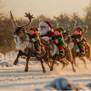 Santa’s Sleigh Ride with Four Festive Dwarfs Jigsaw Puzzle