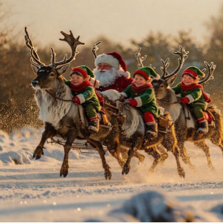 Santa’s Sleigh Ride with Four Festive Dwarfs Jigsaw Puzzle