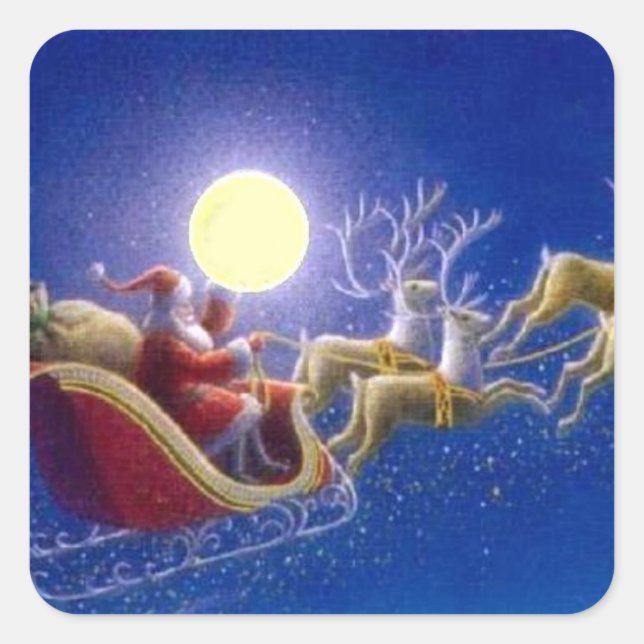 Santa’s Sleigh Square Sticker (Front)