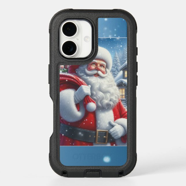 Santa’s Snowy Christmas Eve  Otterbox iPhone Case ("Santa's on duty-phone protected")