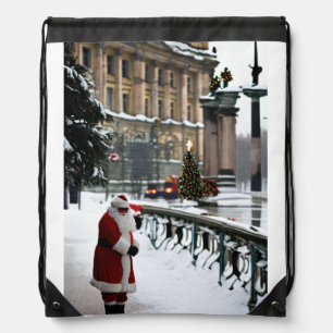 Santa’s Stopover in Berlin Drawstring Bag