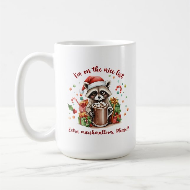 Santa’s Sweet Raccoon Treat Coffee Mug (Left)