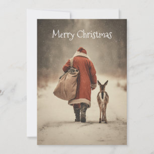Santa’s Winter Woodland Journey Holiday Card