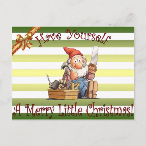 Santaâs Workshop Elfs  Toolbox Elf  Christmas  Holiday Postcard