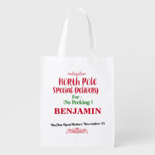 Santa Sack North Pole Delivery Christmas Grocery Bag