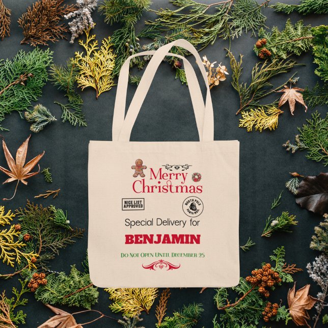 Santa Sack North Pole Delivery Merry Christmas Tote Bag (Creator Uploaded)