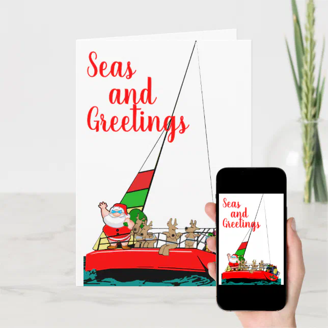 Santa Sailing At Christmas Card Zazzle 8768