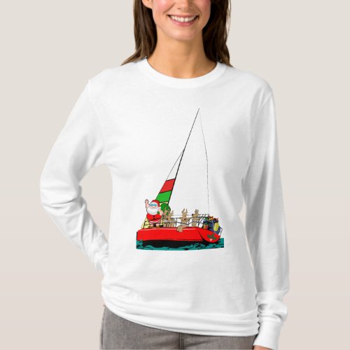 Santa Sailing at Christmas T_Shirt
