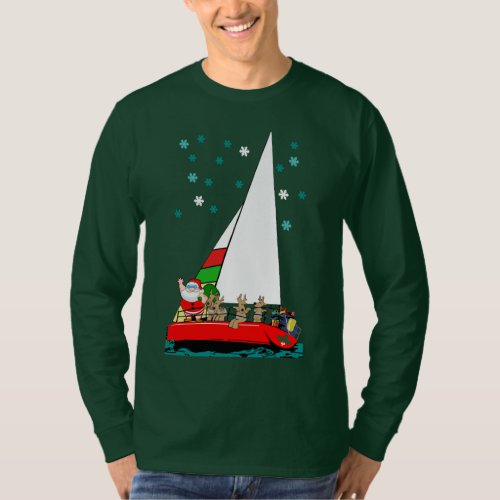 Santa Sailing at Christmas under the Stars T_Shirt