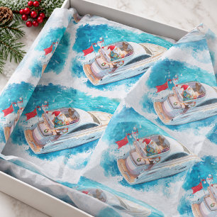 Santa Sailing – Tropical Christmas by the Sea Tissue Paper