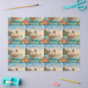 Santa Sailing – Tropical Christmas by the Sea Tissue Paper