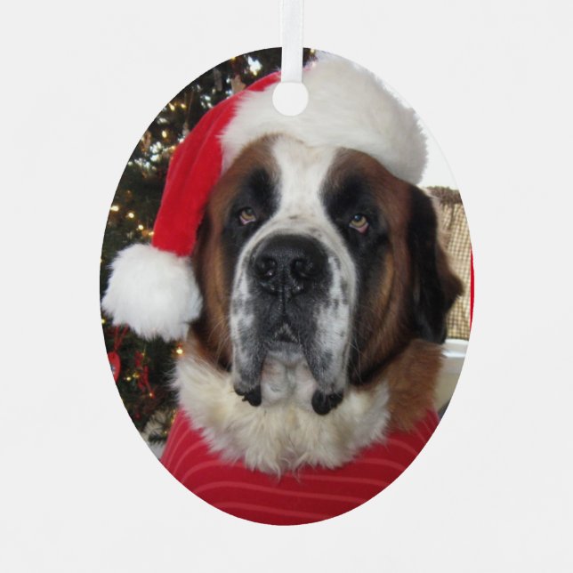 Santa Saint Bernard Ornament Metal (Front)