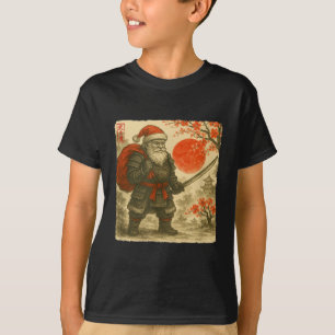 Santa Samurai Japanese Warrior Costume Sumi-e Art T-Shirt