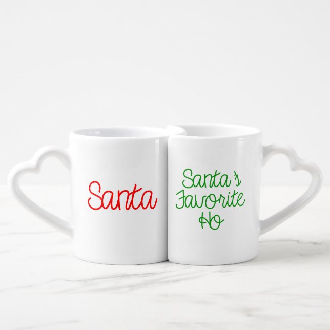 Santa, Santa's Ho Funny Matching Couples Christmas Coffee Mug Set (Front Nesting)