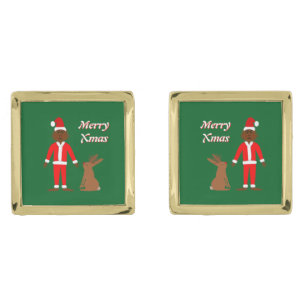 Santa Sasquatch and Jackalope Christmas Custom Cufflinks