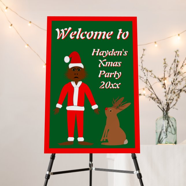 Santa Sasquatch and Jackalope Christmas Custom Foam Board (In Situ (Stand))