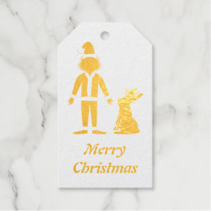 Santa Sasquatch and Jackalope Christmas Custom Foil Gift Tags
