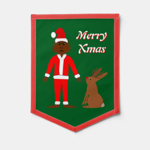 Santa Sasquatch and Jackalope Christmas Custom Pennant
