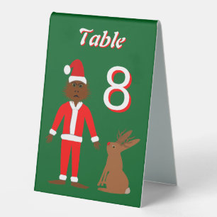 Santa Sasquatch and Jackalope Christmas Custom Table Tent
