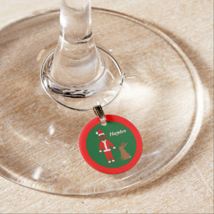 Santa Sasquatch and Jackalope Christmas Custom Wine Charm